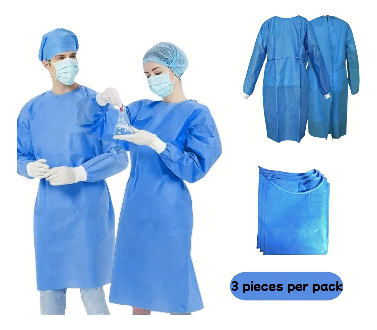 3pcs 45gsm SMS Three-Layer Com - Medical Lab Gown 리뷰 및 가격